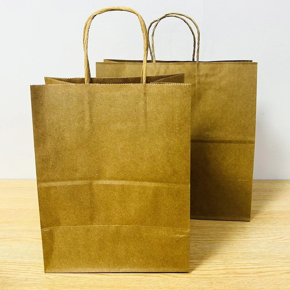 Brown paper carrier bags with twisted paper handles
