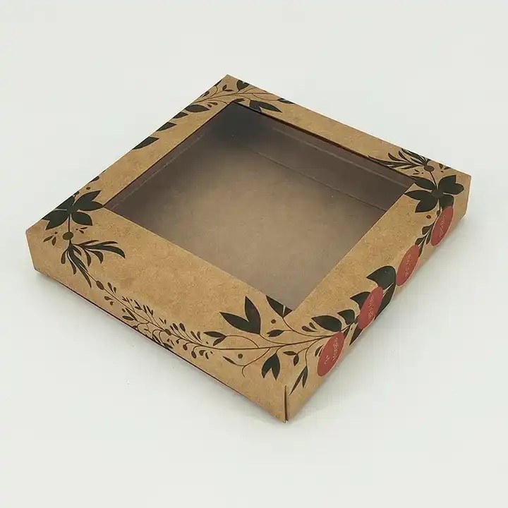Custom Kraft Paper Packaging Boxes with Clear Window for Pizza