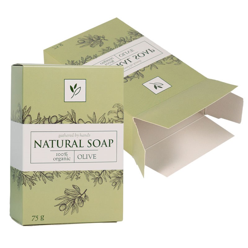 Custom Printed Elegant Green Natural Soap Packaging Box