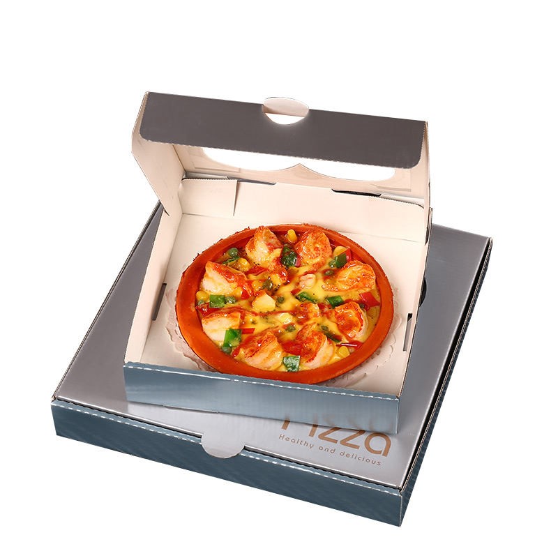 Custom Printed Pizza Boxes with Heart-Shaped Window & Logo