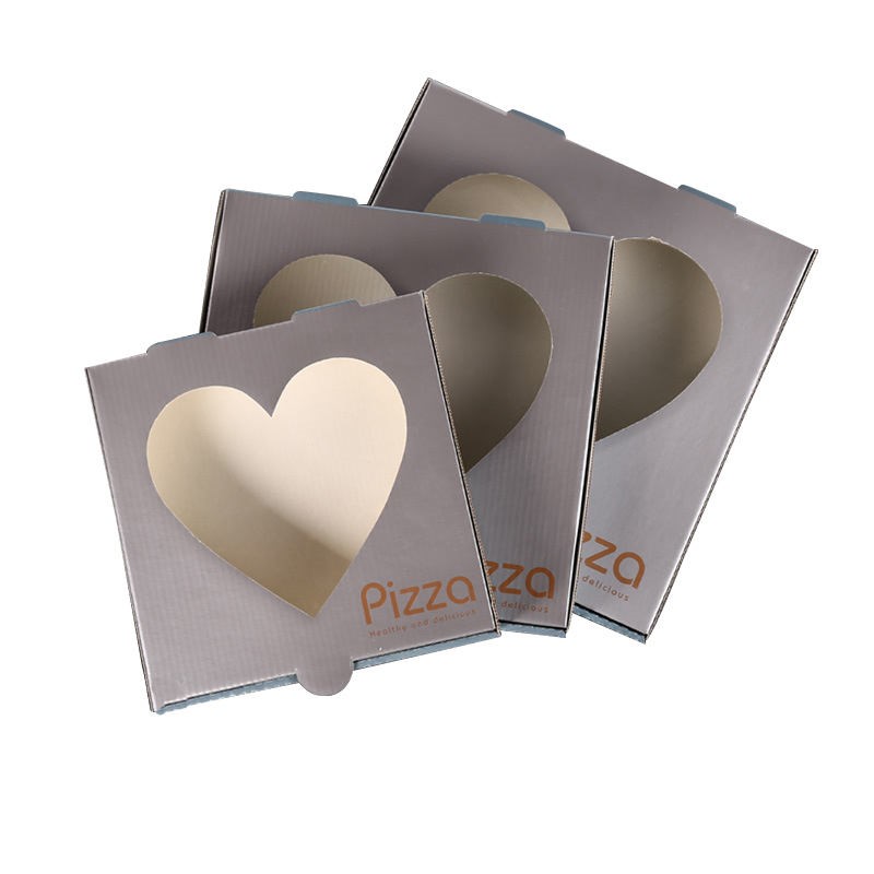 Custom Printed Pizza Boxes with Heart-Shaped Window & Logo - Image 3