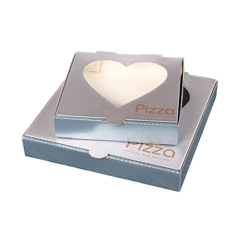 Custom Printed Pizza Boxes with Heart-Shaped Window & Logo - Image 2